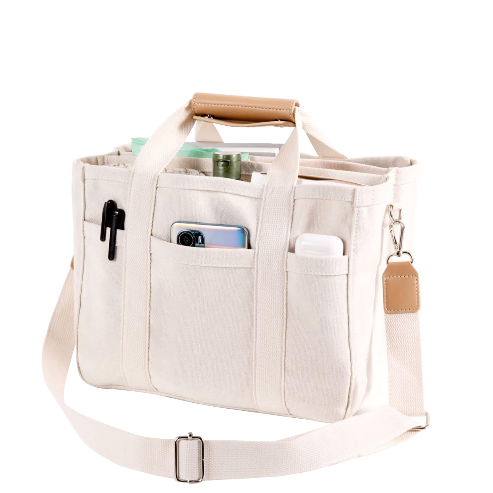 Large Capacity Multi-pocket Casual Canvas Bag Versatile Shoulder Crossbody Tote Bag