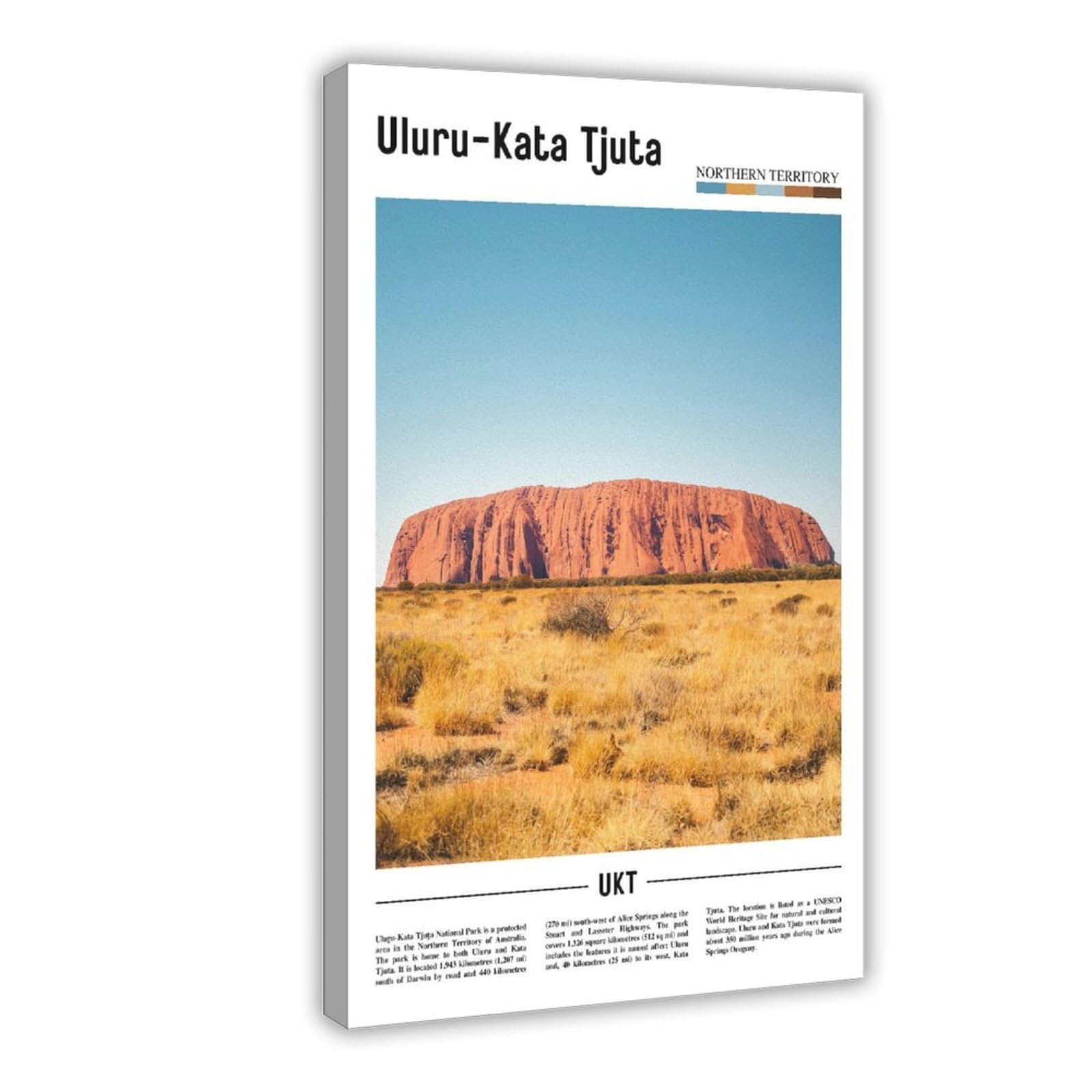 WCYB Uluru-Kata Tjuta Northern Territory Australia Scenery Travel Posters Prints Canvas Deco Paintings Wall Art Hangable Frame 24" L X 36" W