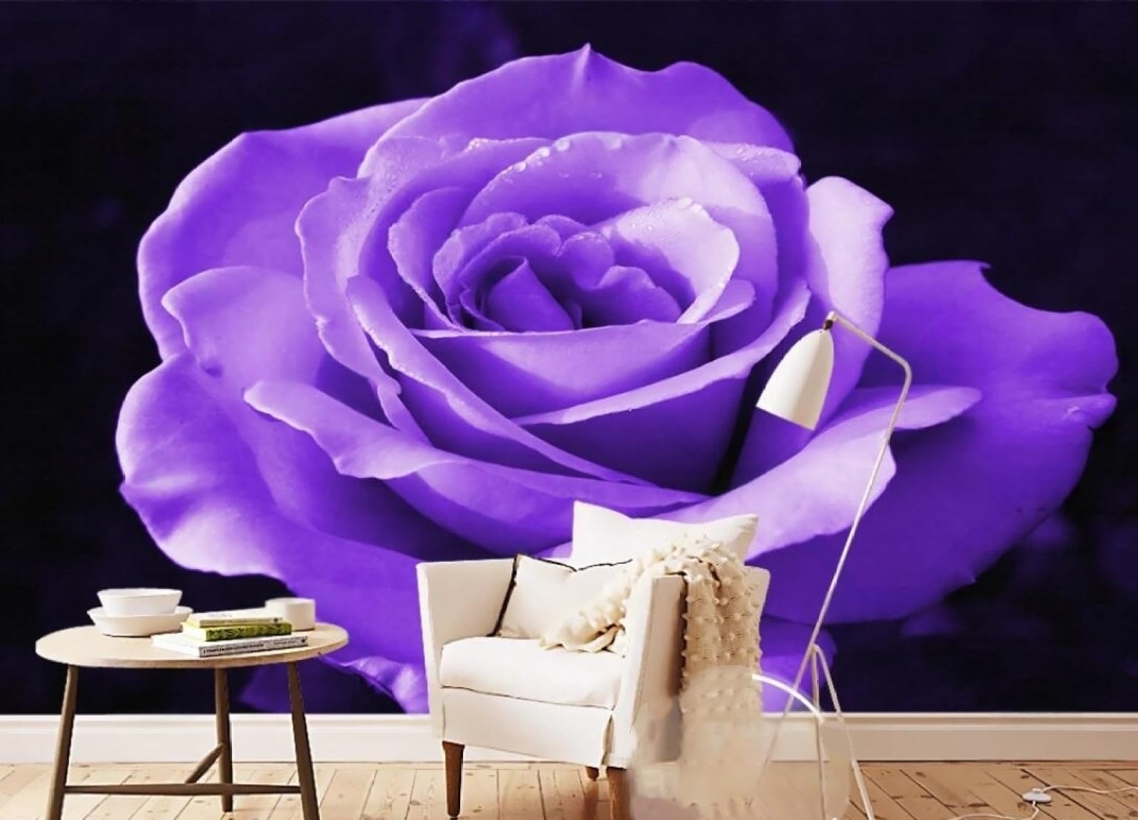 Papier Peint Panoramique 3D Fleur Violette pour une Chambre Romantique