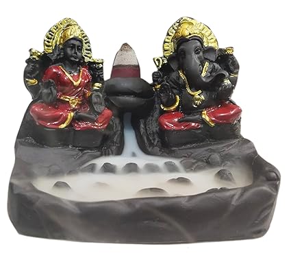 Decorative laxmi Ganesh with 20 Scented Backflow Incense Cone - (Black) Burn Time 15-20 Minutes