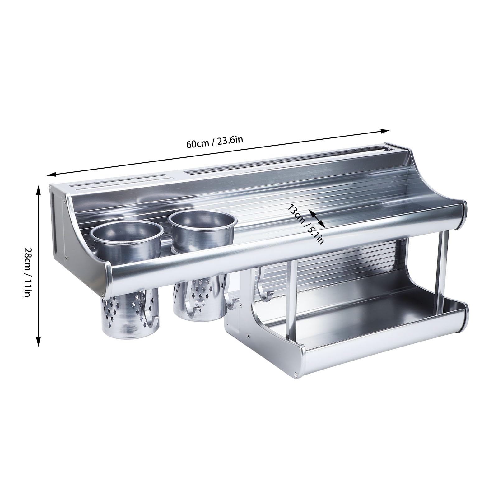 KIMISS Organizer per Portaspezie a Parete, Ripiano da a 2 Livelli in Lega di Alluminio Gestione Efficiente degli Utensili