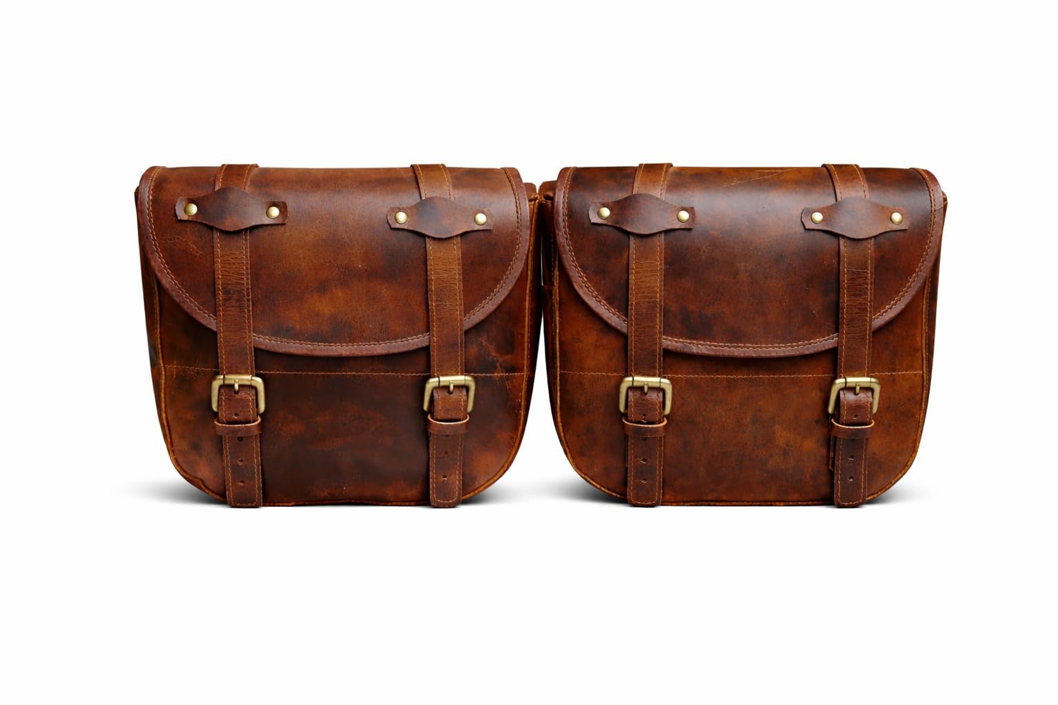 American Blue Set of 2 Genuine Leather Motorcycle Bags, Saddle Bag, Bicycle Bag, Vintage Fork Bags, Bicycle Enthusiast (GearGo Set) — image 1