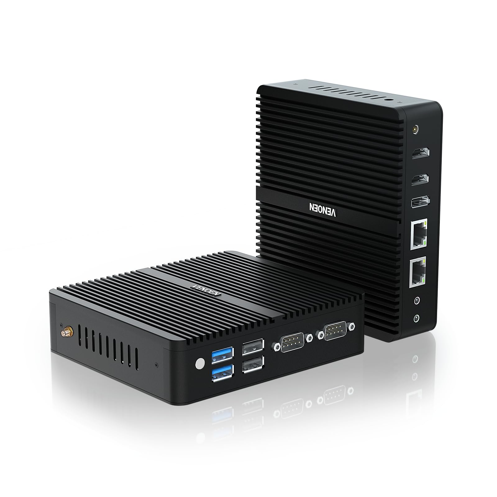 VENOEN Mini PC Industrie N95 lüfterloser PC Dual LAN Industrial Desktop PC | 8GB RAM 128GB SSD, Dual HD, DP, 4K Mini Computer Dual RS232 COM, WIFI, BT4.2, Auto Power On, Linux/Win11 Pro