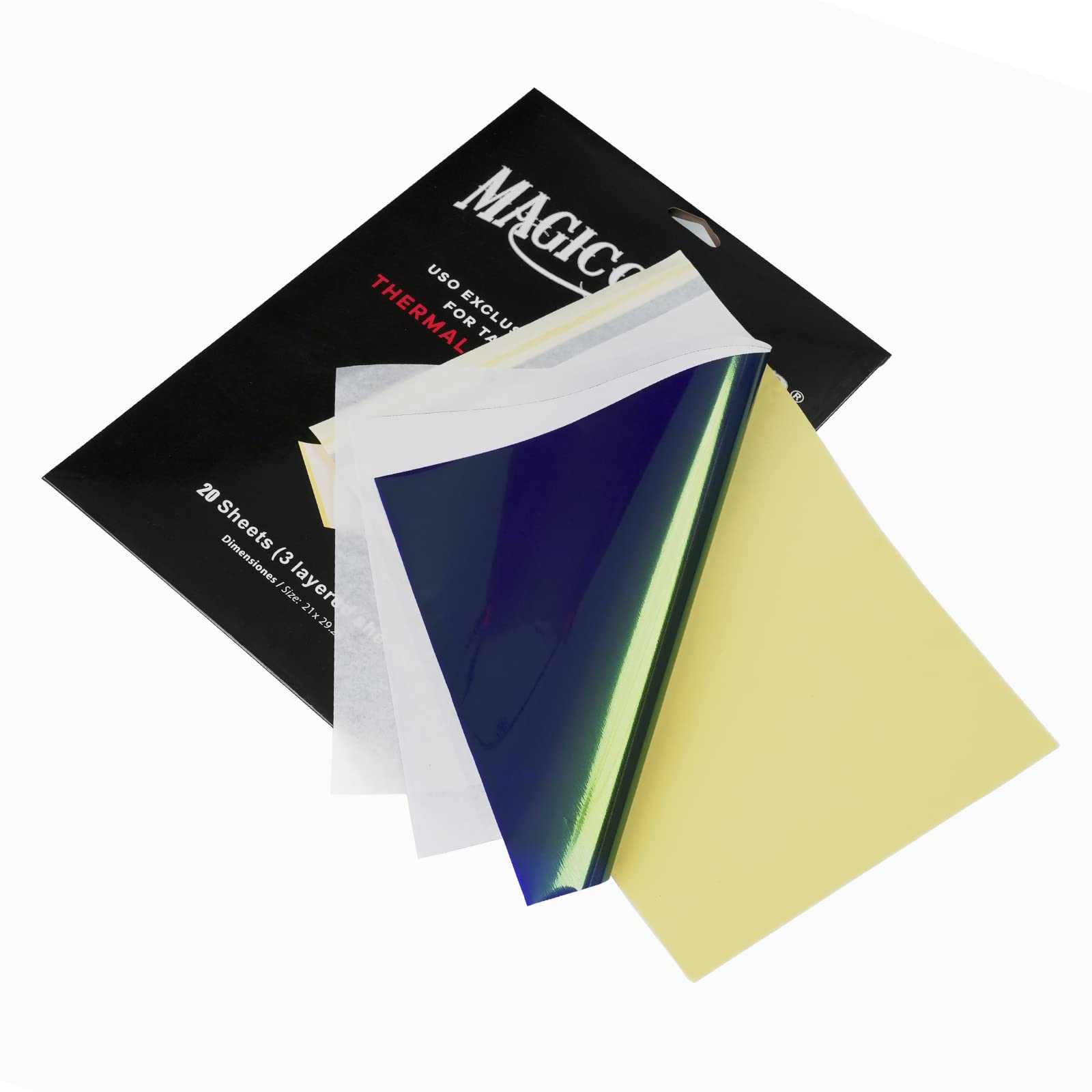 Magic Creator 20Pcs Tattoo Transfer Paper, Stencil Tattoo Stuff 4 Layers Ultra HD Thermal Tattoo Stencil Paper, Tattooing Transfer Paper for Tattoo Stencil Printer and Freehand Drawing Size A4