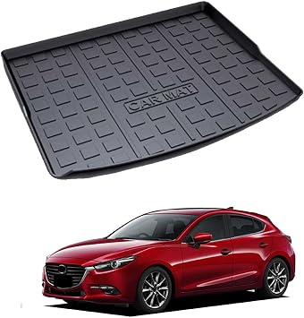 Compatible with Mazda Axela Sports BY series, November 2013 - May 2019, Luggage Mat, Axela, Trunk Mat, Designed for Vehicles, TPE Material, 3D Cargo Mat, Edge Height, Waterproof, Stain Resistant,