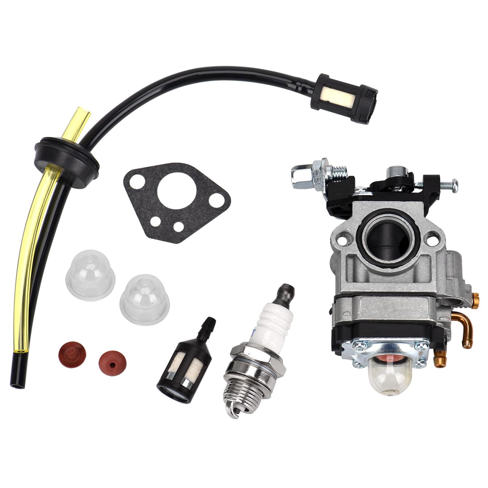 Queta Carburettor for 52cc 49cc 43cc Brush Cutter Engine, Carburettor Kit with Seal, Hose, Spark Plug and Petrol Filter