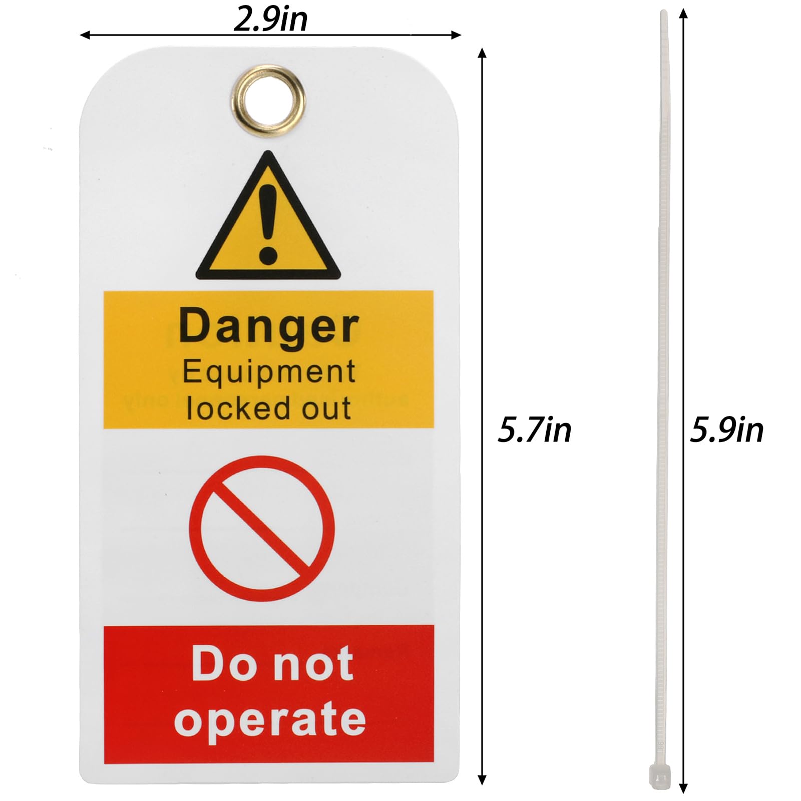 Frcctre 50 Pack Lockout Tagout Tags with 50 Zip Ties, 3 x 5.75 Inch Danger Do Not Operate Loto Tags Tear & Water Resistant Loto Tags for Lock Out Tag Out and Equipment Repair, OSHA Compliant