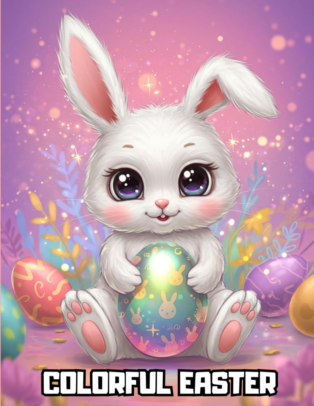 Colorful Easter : Rabbits and eggs wait for their colors