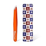 Expert Eyebrow Hair Removal Tweezer with Leather Case, GlamTweeler High Precision Slant Tip Stainless Steel Tweezers for Men and Women (Orange)