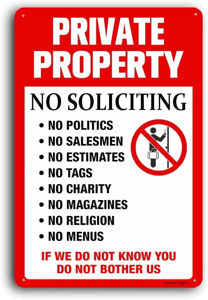 (2-Pack) Metal Tin Sign Private Property No Soliciting Sign, 8x12 Inch, If We Do Not Know You Do Not Bother Us Yard Sign