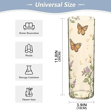 Cartoon Thyme Beige Plastic Cylinder Vase Clear Modern Clear Wedding Centerpiece Vases Kitchen Table Library Party Decor