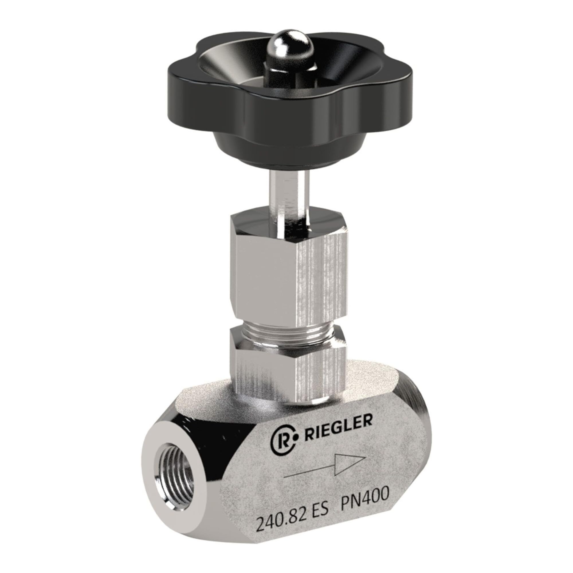 RIEGLER 103768-240.81 ES Nadelventil, Edelstahl 1.4571, G 1/8, DN 4, PN max. 400 bar, 1Stk