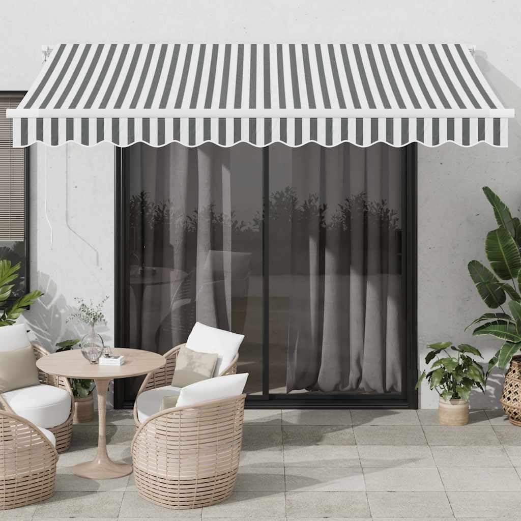 Store bananne manuel anthracite et blanc 350x250 cm pour terrasse de café