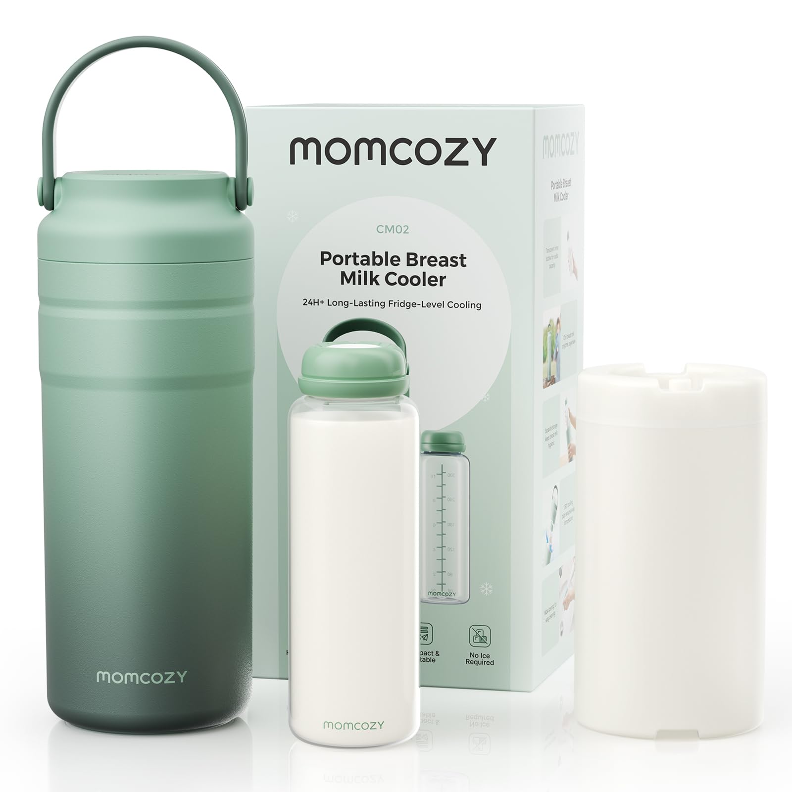 Enfriador portátil de leche materna Momcozy Lite con aislamiento de doble capa para enfriar 24 horas, ideal para viajes al aire libre con diseño compacto, capacidad de 12 oz, enfriador de leche materna de viaje con botellas de almacenamiento