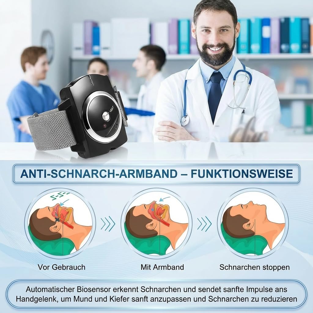 Guggys Sleep Connection Anti Schnarch Armband – Verstellbar Hilft Schnarchgeräusche zu reduzieren für Zuhause Und Reisen.