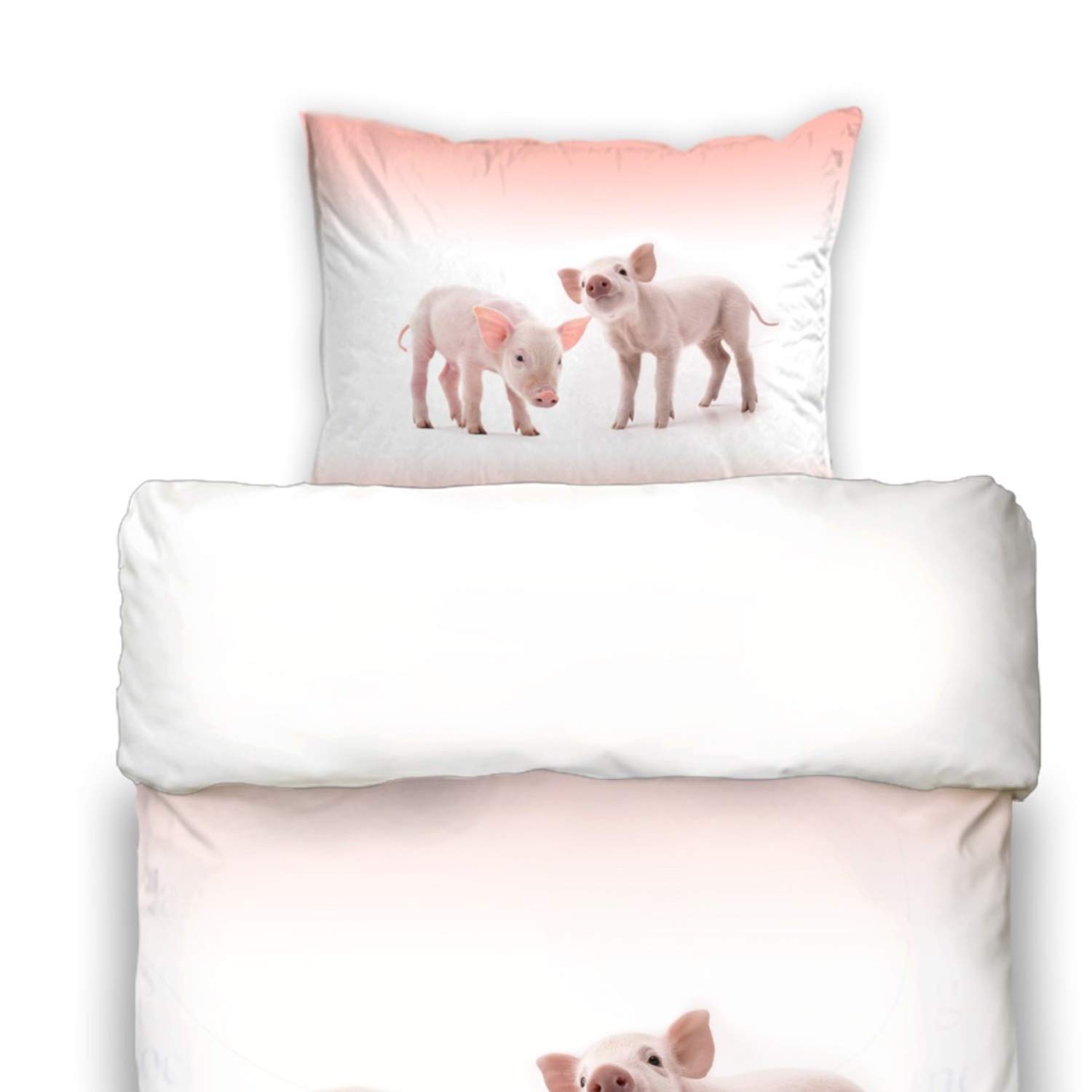 Bettwäsche Piggy Rosa Ferkel Schwein Hausschwein Schweinchen Sau Renforcé, Größe:135 cm x 200 cm