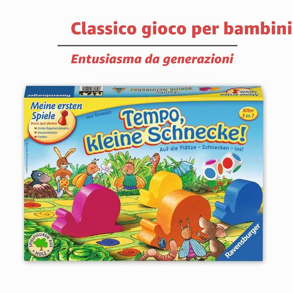 Gioco per bambini Ravensburger 21420 - Tempo little snail, emozionante corsa delle lumache, gioco da tavolo e da tavolo per 2-6 giocatori, gioco per bambini a partire dai 3 anni - regali di compleanno