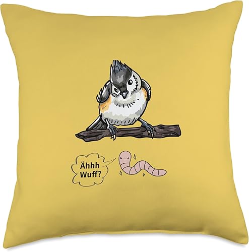 Vogel und Wurm Äh Wuff Funny Animal Motifs Bird Gifts Throw Pillow, 18x18, Multicolor disponible en Yaxa Costa Rica