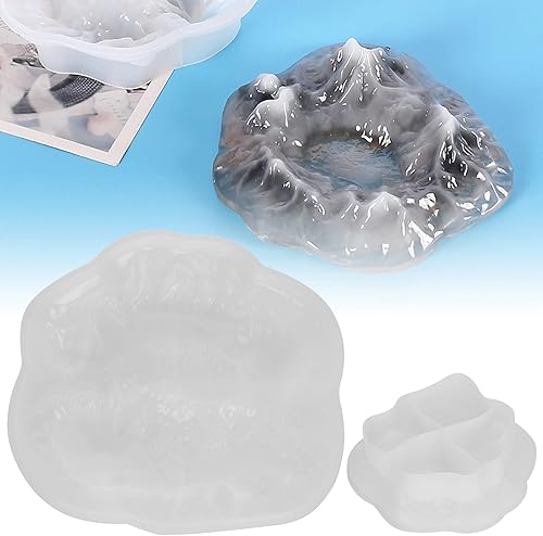 Moldes de resina para cenicero, kit de silicona de moldes de resina, moldes de resina epoxi Snow Mountain Peak Cenicero de yeso de fundición de