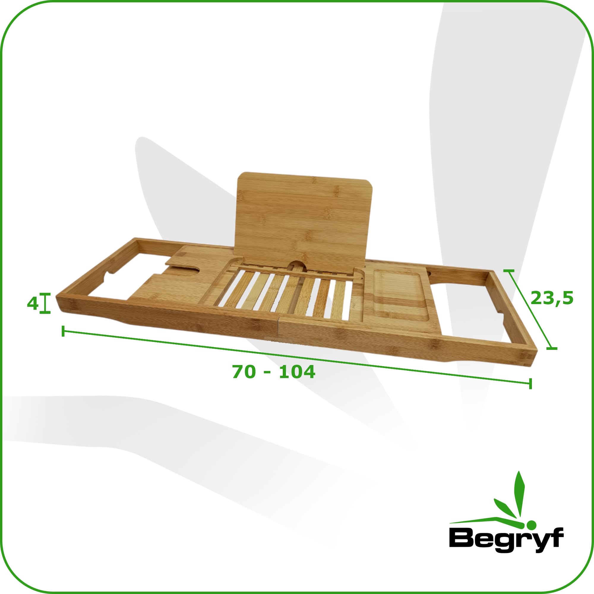 Badewannenablage 70-104 x 23,5 x 4 cm, ausziehbares Badewannenregal aus Bambus, Badewannenbrett mit Buchstütze und Ablagefächern, Natur