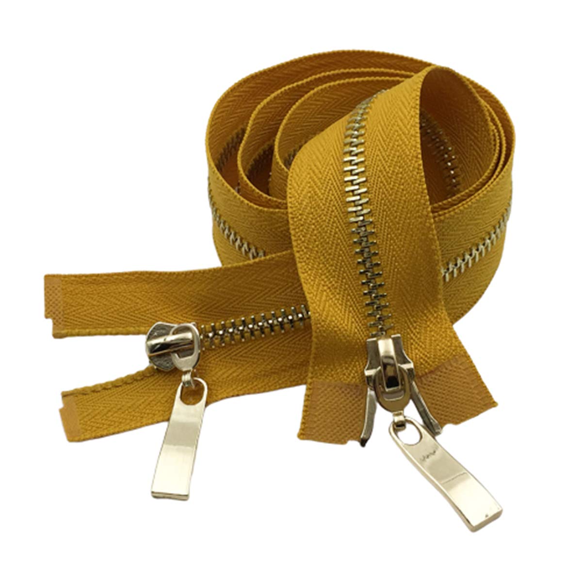 DSESS Zipper Tape#5 Metallic Nylon Coil Zippers Nylon Coil Zippers Bulk Jacket Zippers for DIY Sewing Craft Tailor Bag Garment，1Pcs(Gold Yellow Gold,80cm)