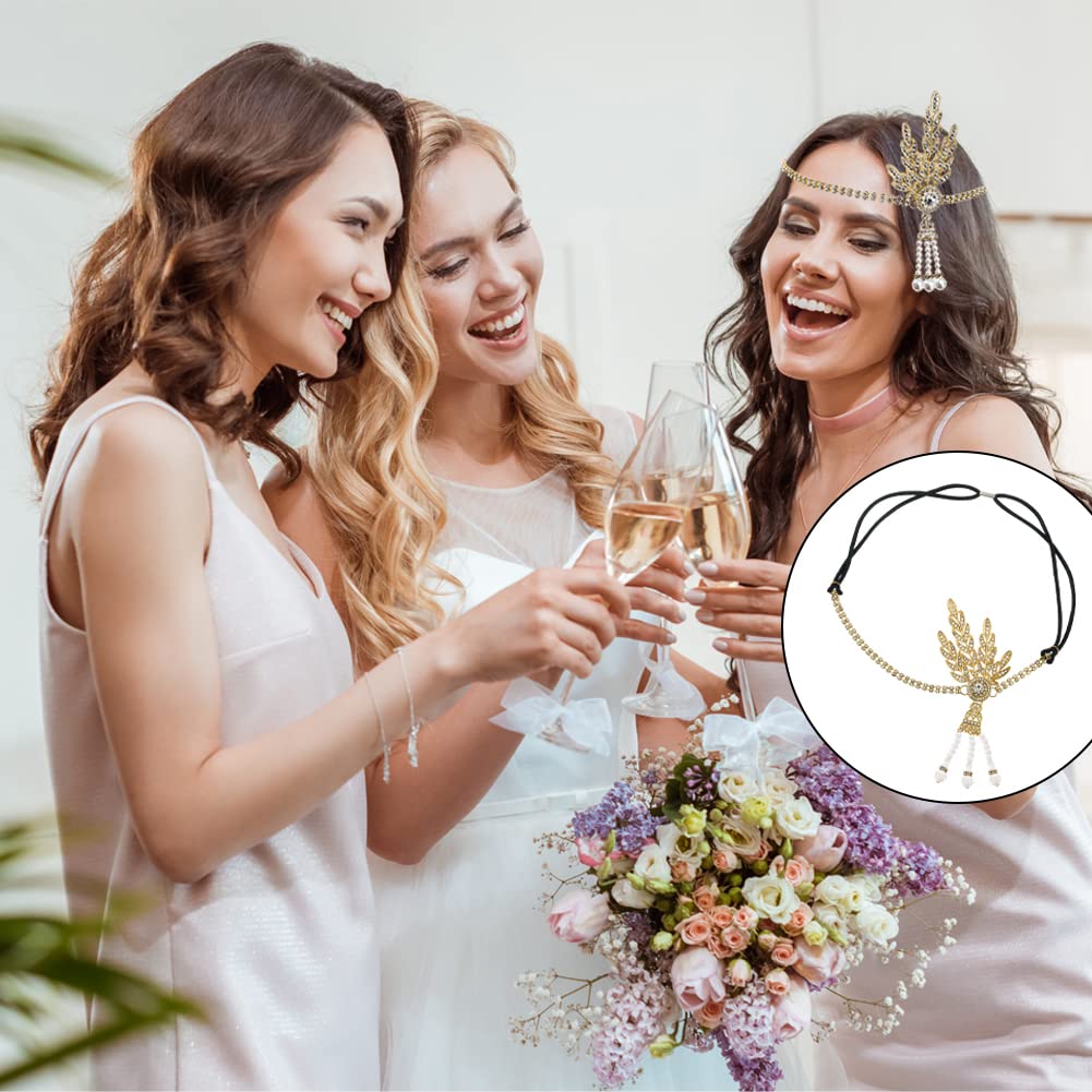 GORGECRAFT Copricapo con Strass Catena per Capelli Vintage in Cristallo Fascia per Capelli da Sposa Flapper con Perline Gioielli per Capelli Roaring 20s per Capelli in Argento Boho per Donne Festa