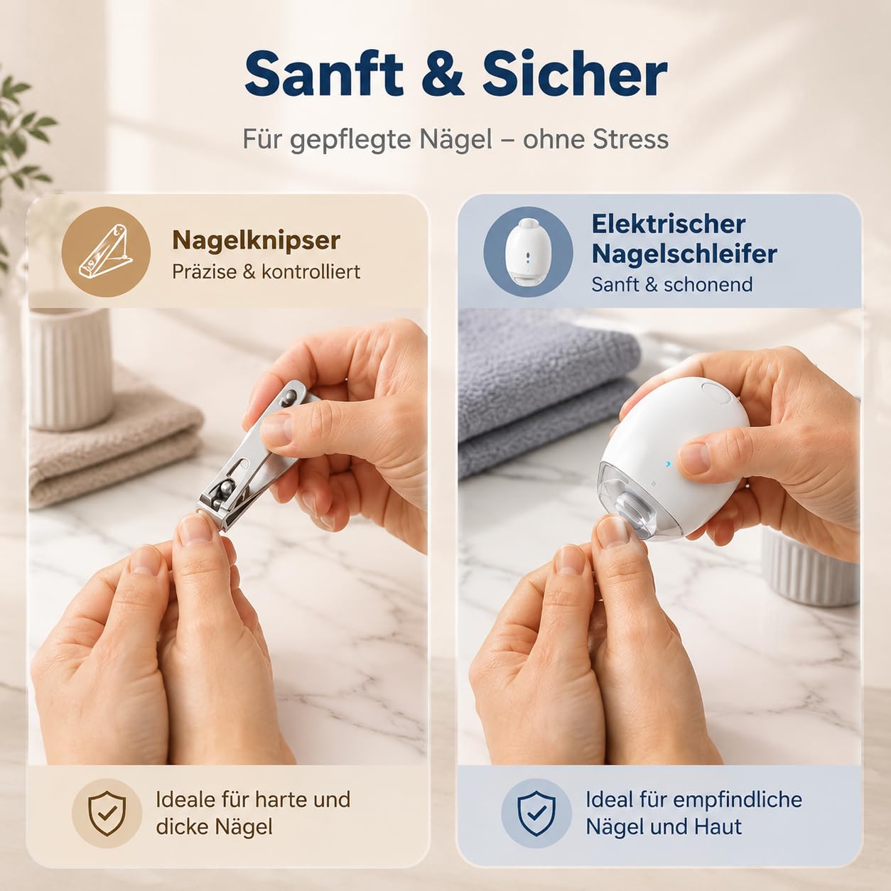 Sanonail Nagelschneider, 2027 NEU Sanonail Nagelfeile Elektrisch, Drei Geschwindigkeitsstufen, MüHelos Und Praktisch FüR Den Gebrauch Zu Hause (2pcs)