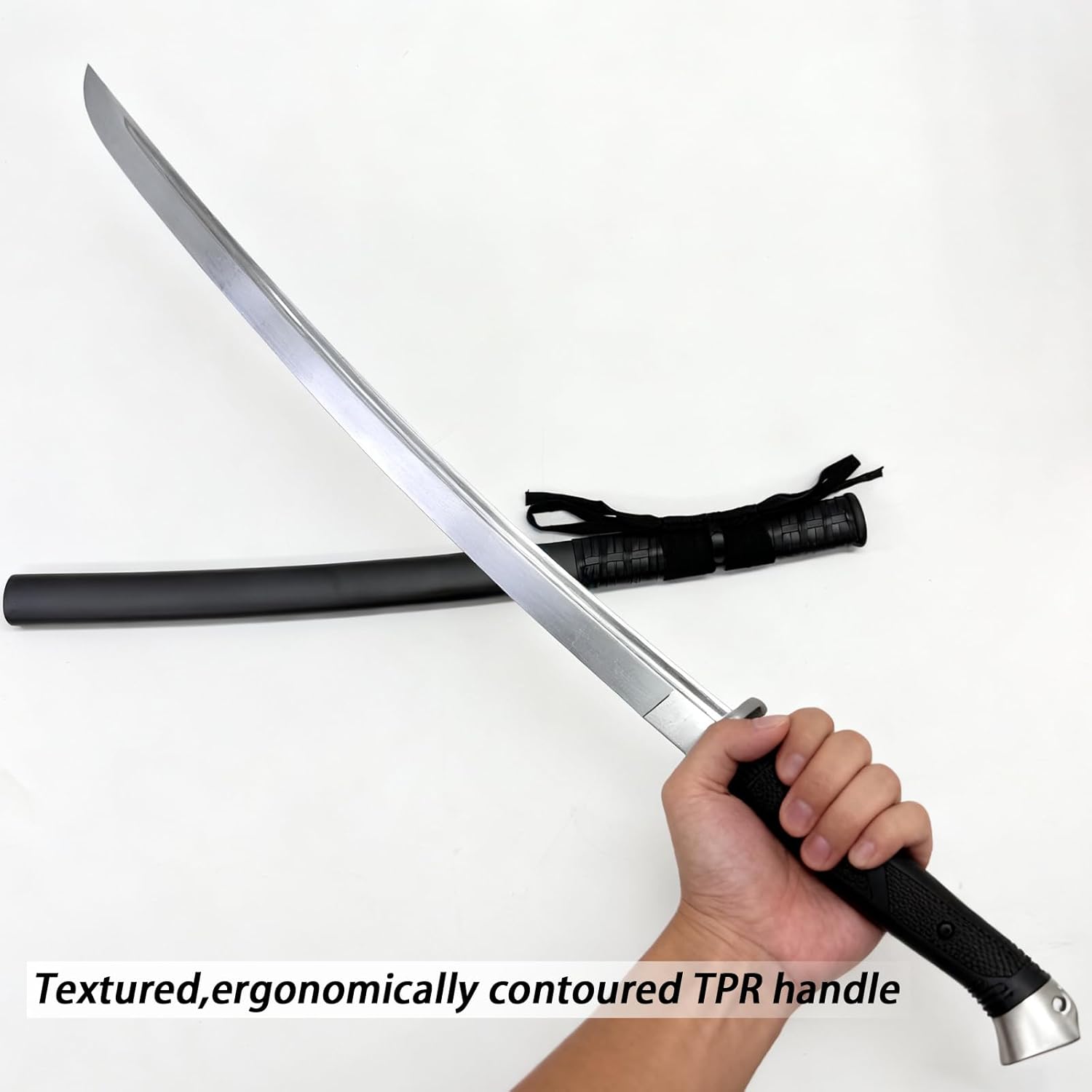 Tactical Katana Sword | 1060 High Carbon Steel Heat-Treated Full Tang Blade | TPR Shock-Absorption Handle | 101cm Full-Length Sharp Blade Real Sword for Collection