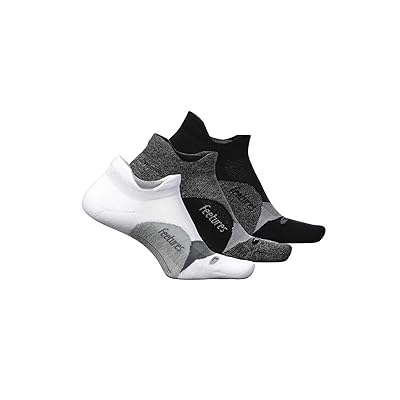 Feetures Elite Light Cushion No Show Tab 3 Pair Pack No Show Socks Shoes White/Black/Gray