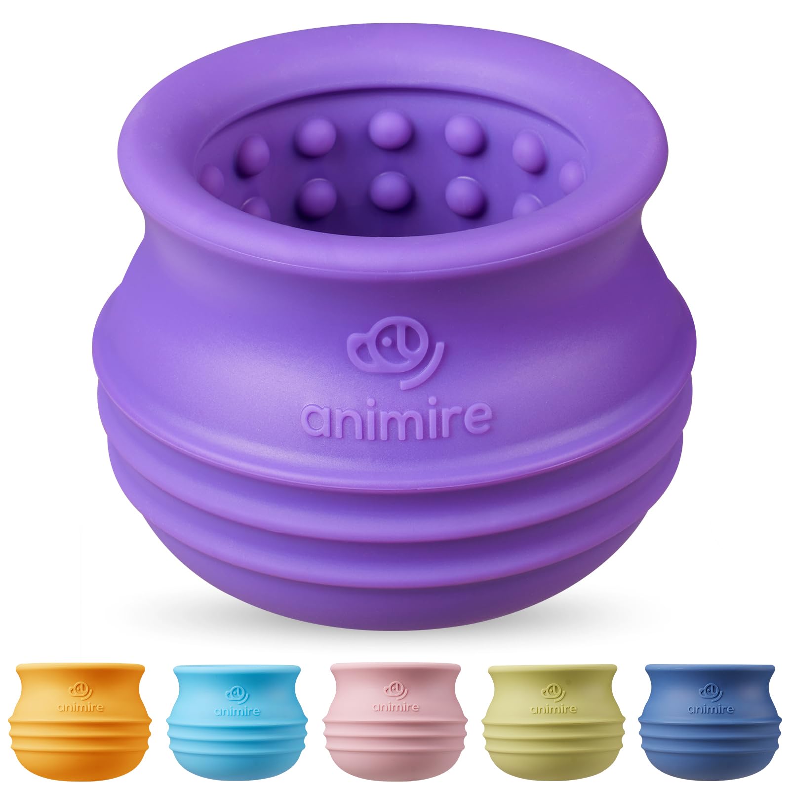 Animire Treat Dispensing Dog Toy, Long-Lasting Interactive Puzzle Toys for Dogs, Stuffable Dog Enrichment Frozen Lick Treat Toy for Boredom, BPA Free Silicone Fetch Catch Chew Toy (Purple,L)