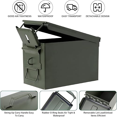 Miniatura 5 de Caja de municiones de acero con kit de bloqueo soldado y cerradura de combinación, caja de municiones de metal militar M2A1 para caja de