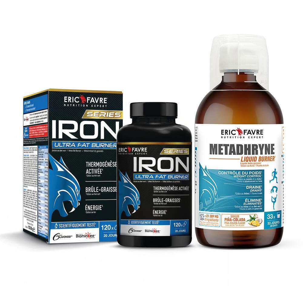 PACK Objectif Minceur BRULE GRAISSE IRON ULTRA FAT BURNER E.A.A + LIQUID BURNER Pina Colada 3 en 1 - Minceur Femme et Homme - Eric Favre