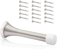 Vista 7 de Paquete de 6 topes de resorte para puerta, color blanco, 3-1/4 pulgadas, flexibles con puntas de parachoques de goma blanca