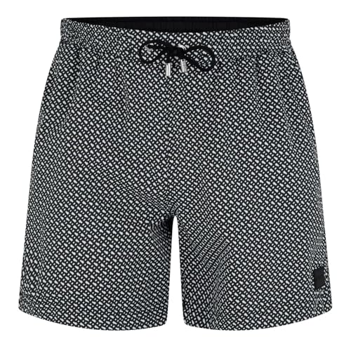 BOSS Men's Ciro Black White Logo Swim Shorts Trunks (US, Alpha, X-Large, Regular, Regular, Black)