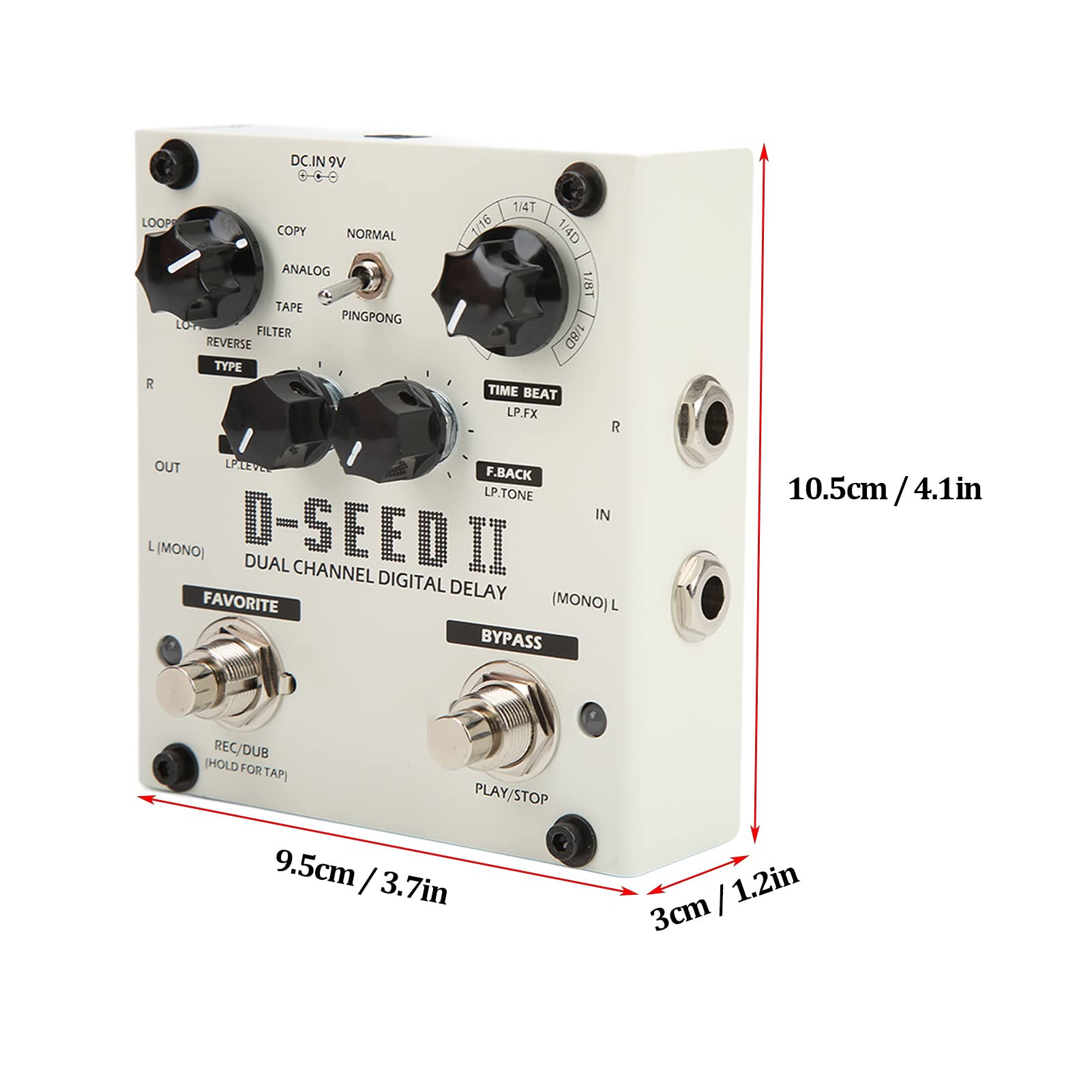 Pedal de Efectos de Guitarra, Pedal de Retardo de Guitarra Digital Estéreo de 2 Canales con 8 Modos de Efectos de Retardo Y Función Looper, para Guitarra Eléctrica, Bajo, Guitarra Eléctrica