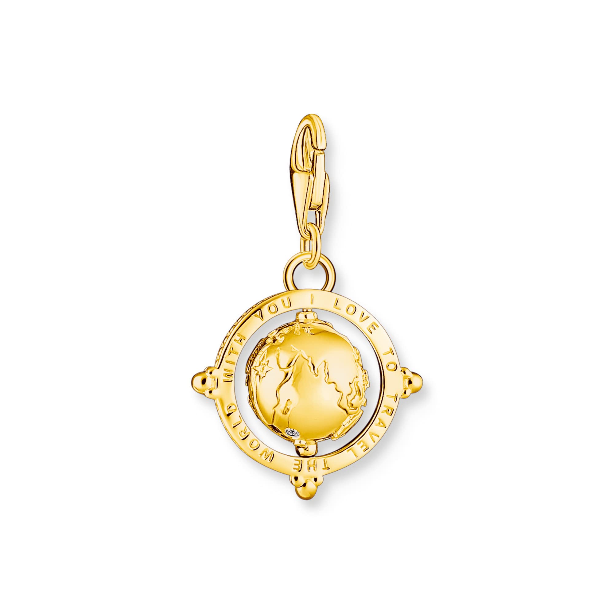 THOMAS SABO Charm-Anhänger bunte Weltkugel vergoldet 750 Gelbgold Vergoldung, 925 Sterlingsilber