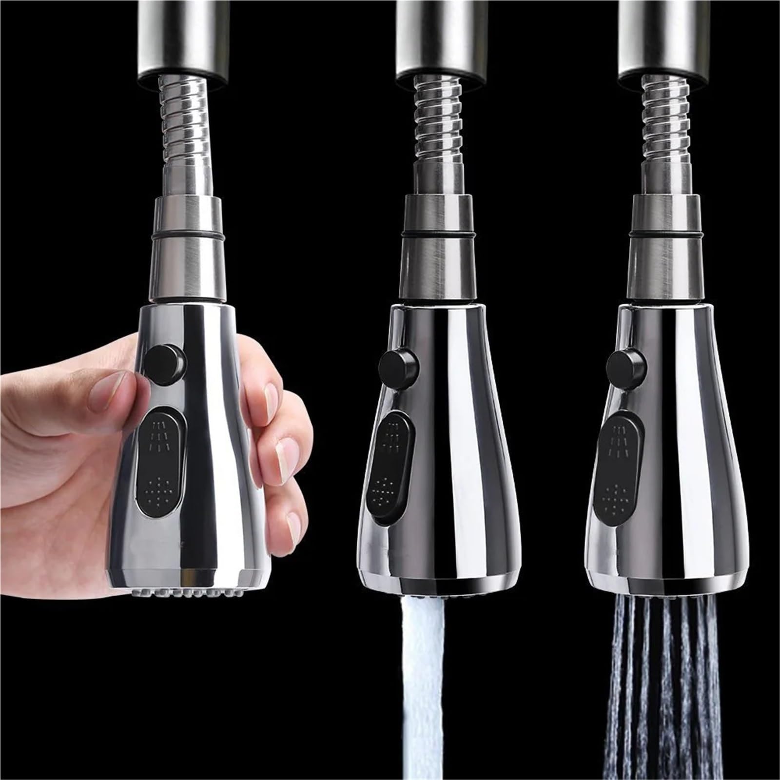 Aérateur de robinet extractible de 2 m G1/2 - Tête de pulvérisation de cuisine et de salle de bain - Buse de rechange de haute qualité pour un meilleur débit d'eau et une efficacité améliorés