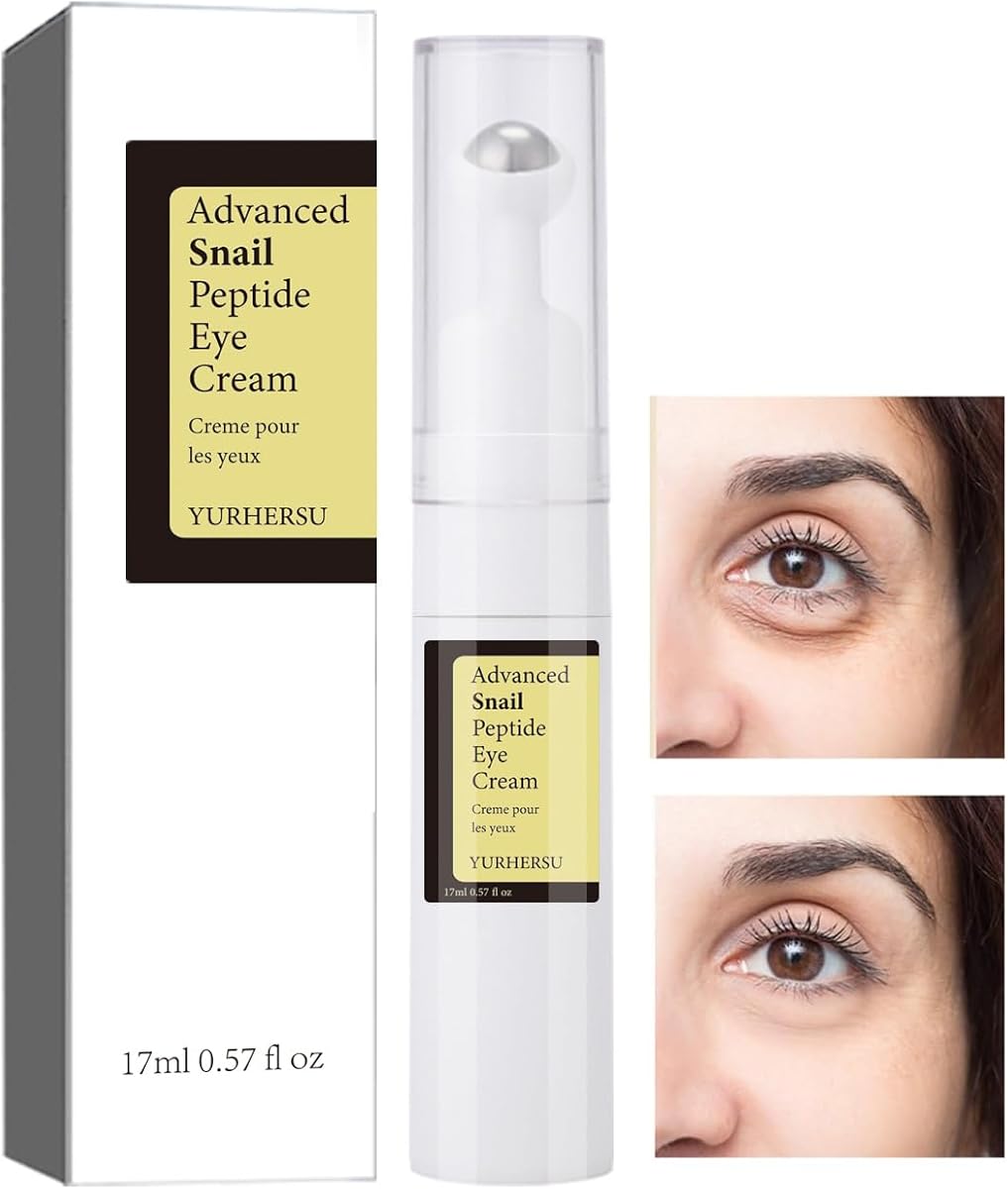 Crema debajo de los ojos con péptido de nicotinamida Snail Mucin, 0.57 fl oz | 73% mucina de caracol, 2% nicotinamida, para ojeras, hinchazón y arrugas, bola de masaje de 360°