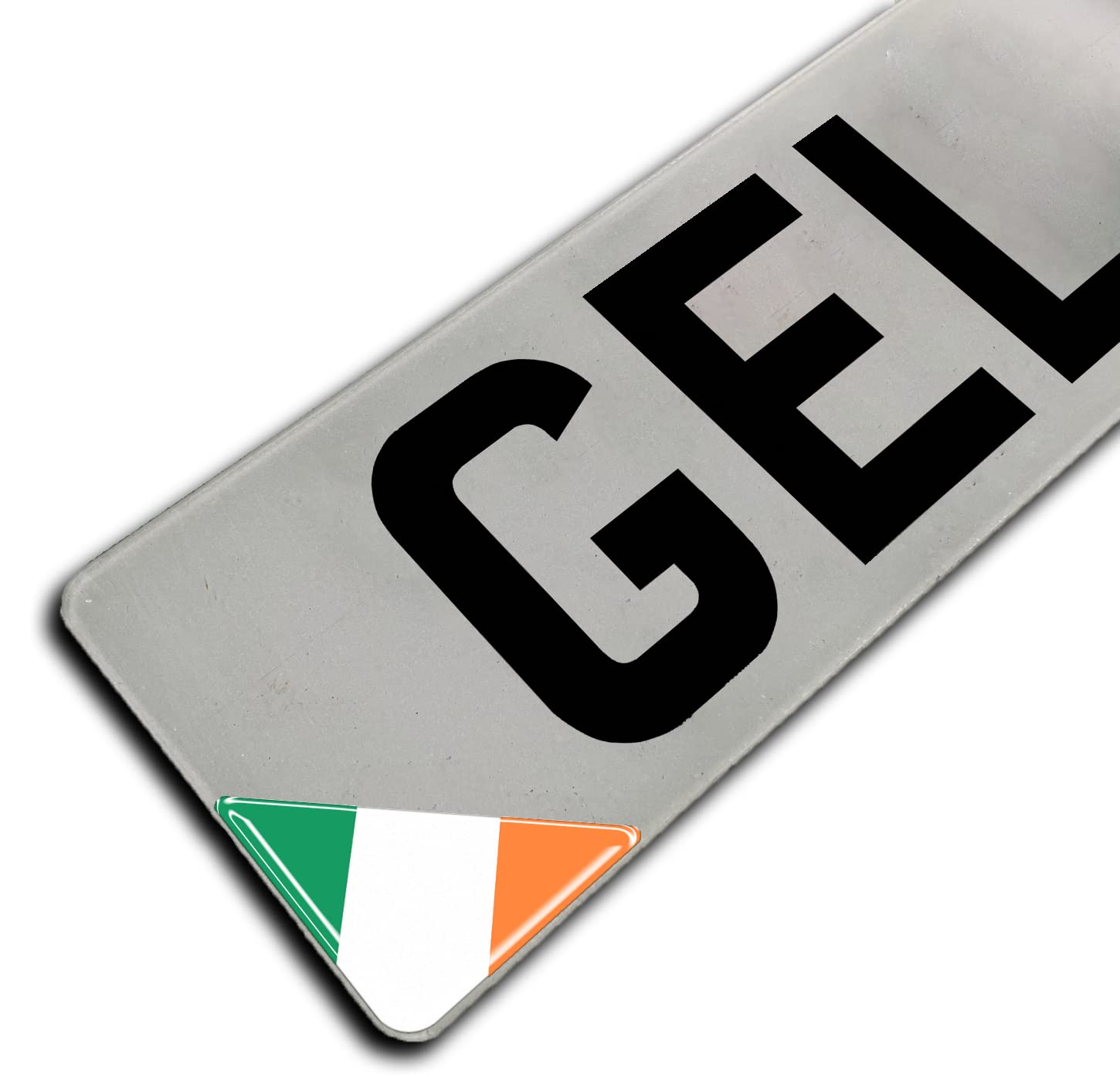 Gelz Multicolor 2 X 55Mm Irish Tricolour Flag Corner Number Plate Domed Stickers/Decals