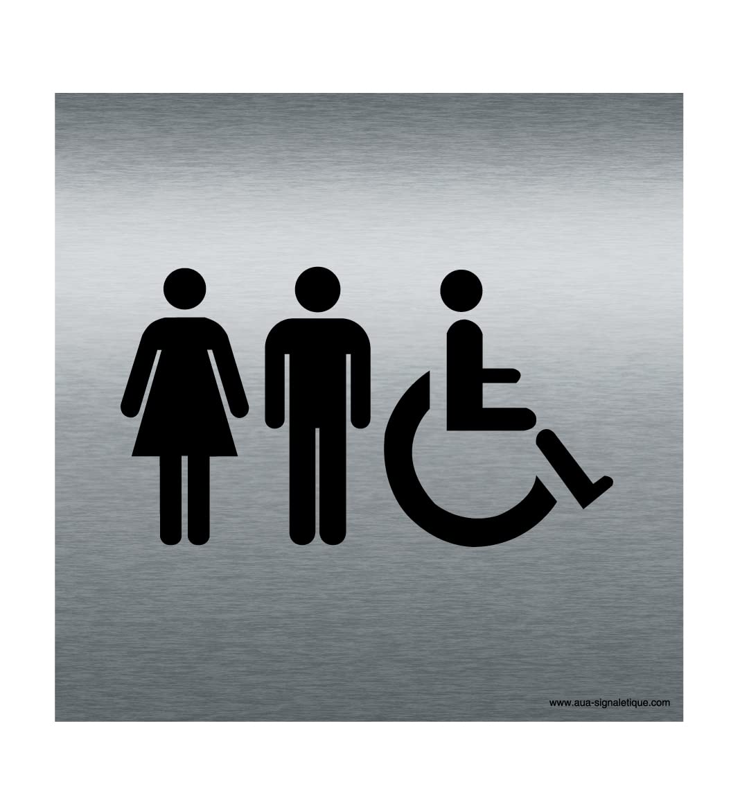 AUA SIGNALETIQUE - Plaque Alu Brossé WC PMR Femmes