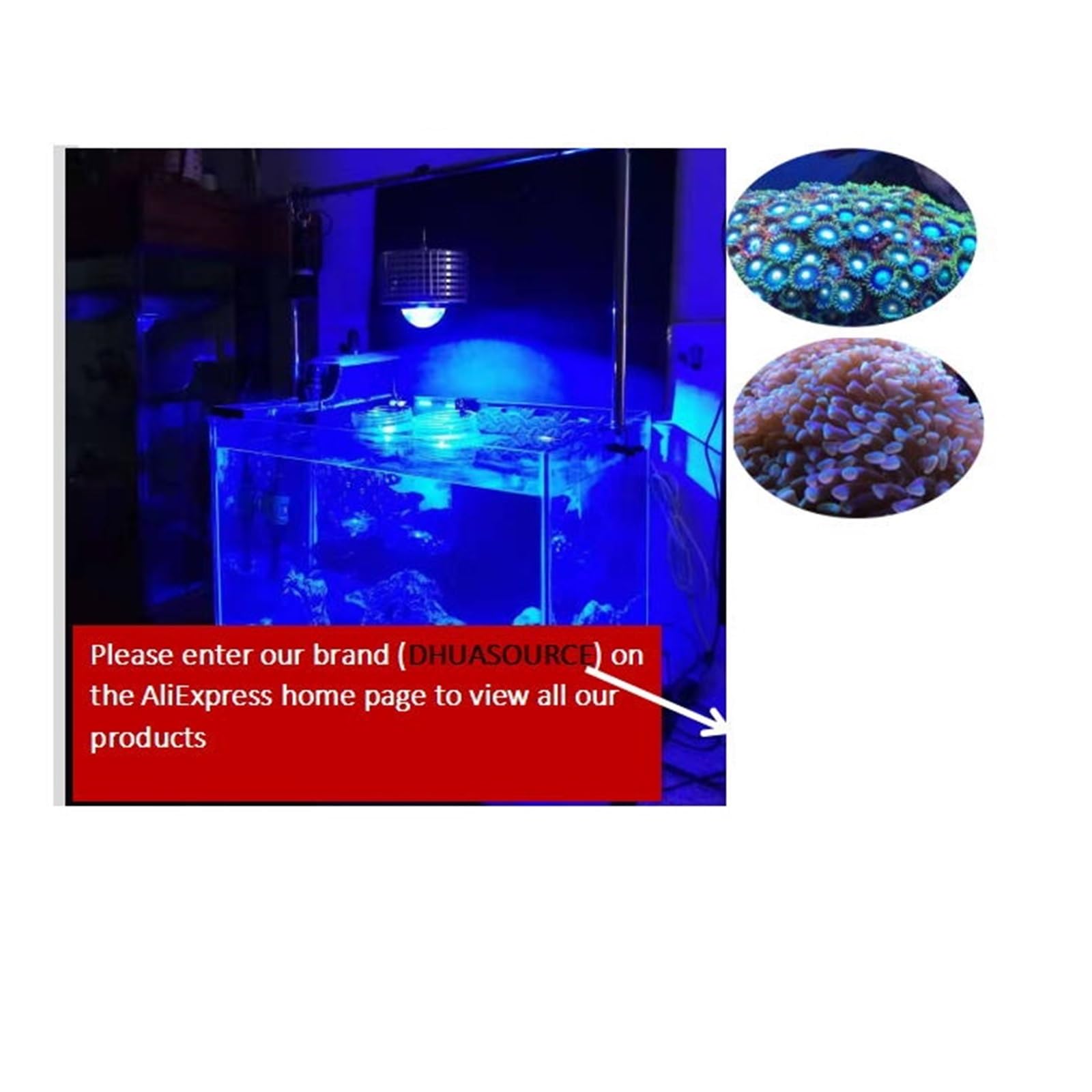 iluminación para acuarios 100W Full Spectrum Led Acuario Iluminación Arrecife marino Coral Bombilla de luz for agua salada Tanque de agua dulce Peces para acuario plantado(Mode G_E)