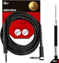 Cabo P10 P10 Mono 90º Graus Violão Guitarra Baixo 2m Metros - Dragon Eletrolon