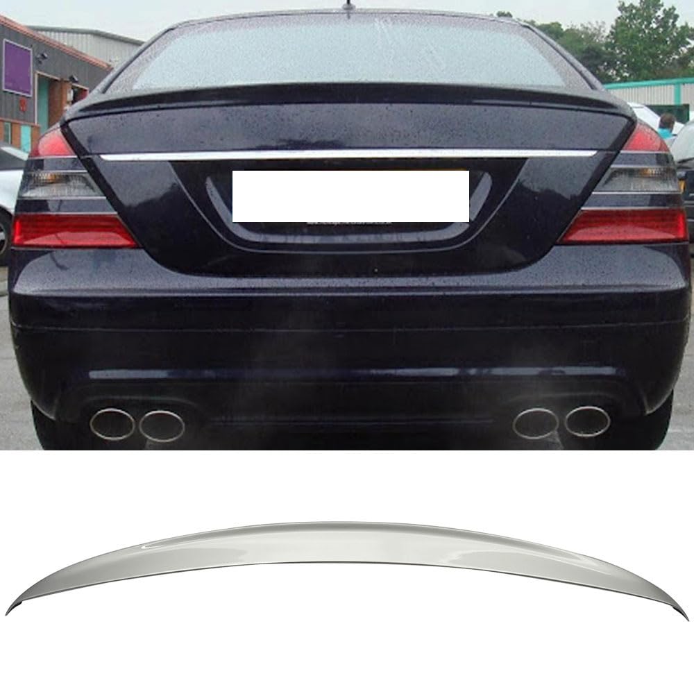 Pre-Painted Trunk Spoiler Compatible with 2007-2013 Benz S-Class W221, AMG Style #744#775 Brilliant/Iridium Silver Metallic ABS Added On Lip Wing Available by IKON MOTORSPORTS