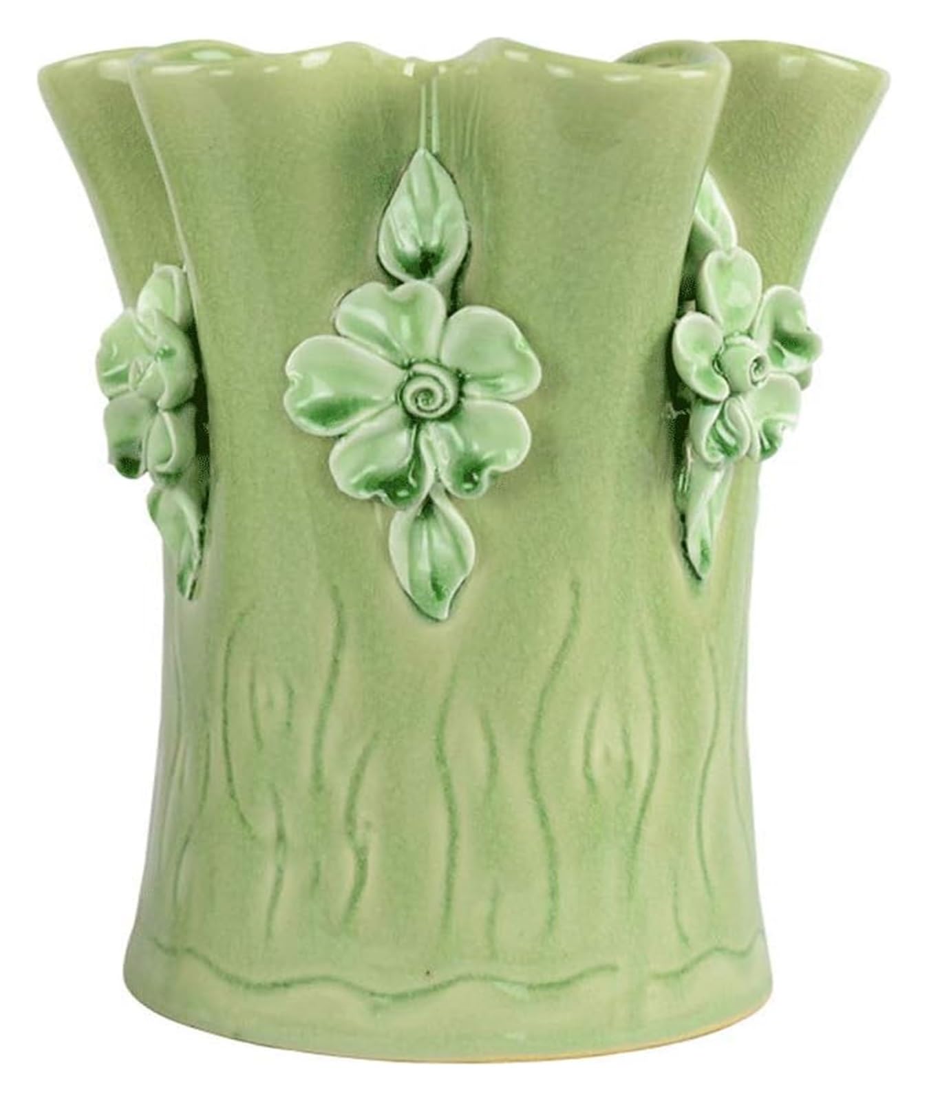 SnamicE Vase Tabletop Green Ceramic Vase Decoration Ornaments Garden Living Room Porch Floor Vase,Green-23cm*14cm