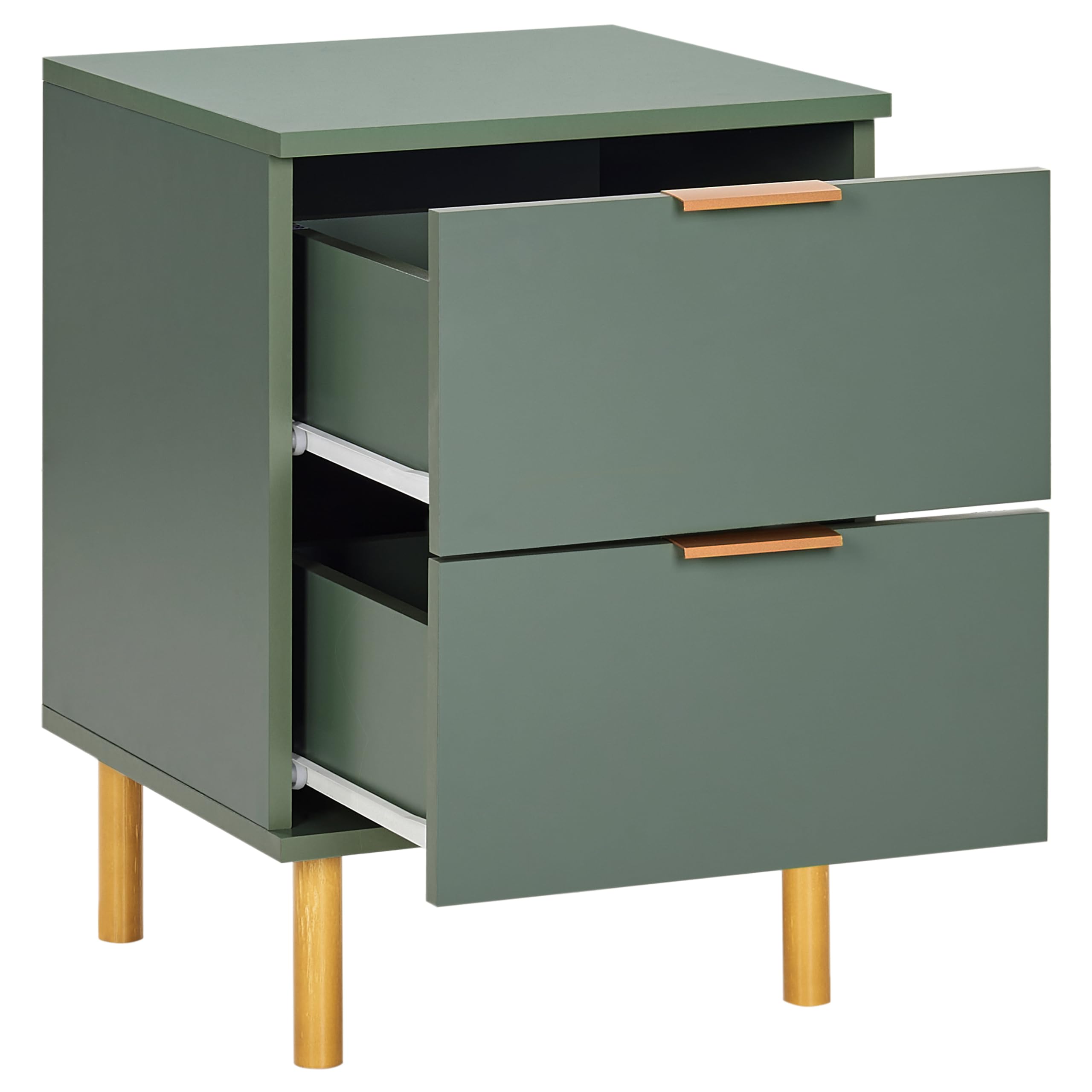Beliani Comodino con 2 cassetti dettagli verde Oro
