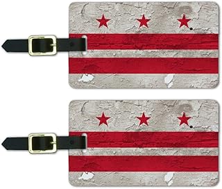 Rustic Washington DC State Flag Luggage ID Tags Cards Set of 2
