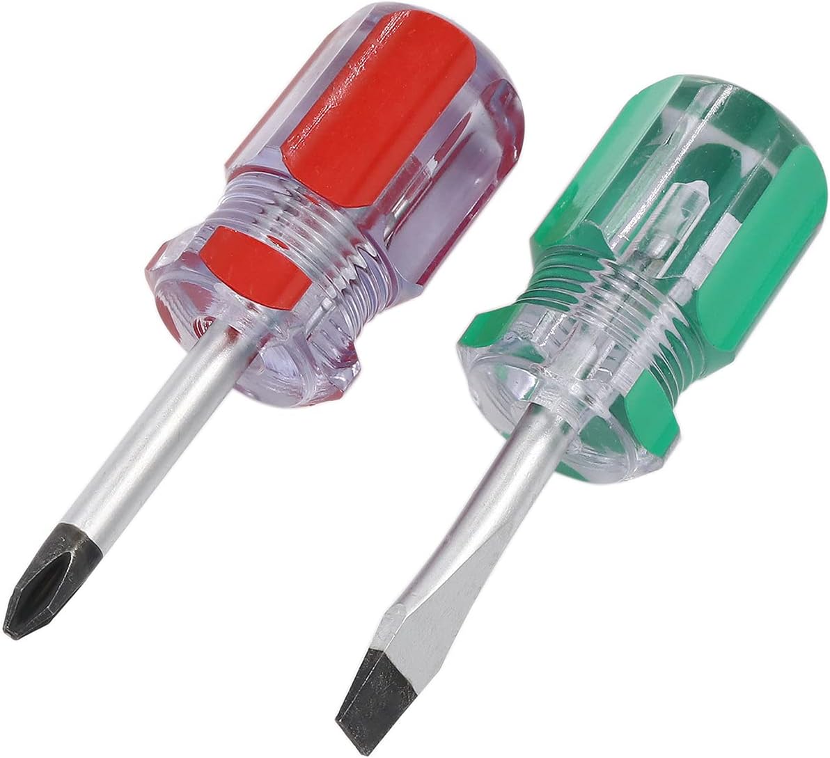6mm x 85mm Stubby Phillips & Flat Screwdriver, Cross & Slotted Head Mini Short tip Magnetic Screwdrivers Repair Tool (Flat)