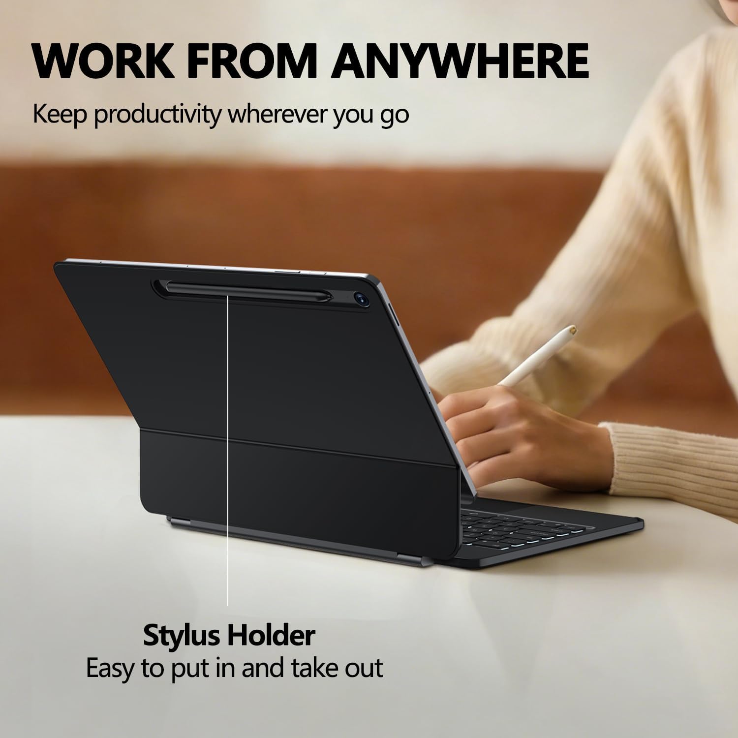 ORDA Keyboard Case for Samsung Galaxy Tab S10 FE Plus 13.1" Case with Keyboard Lightweight Magnetic Floating Cantilever Stand Precise Multi-Touch Trackpad Backlight S Pen Holder AI Keys