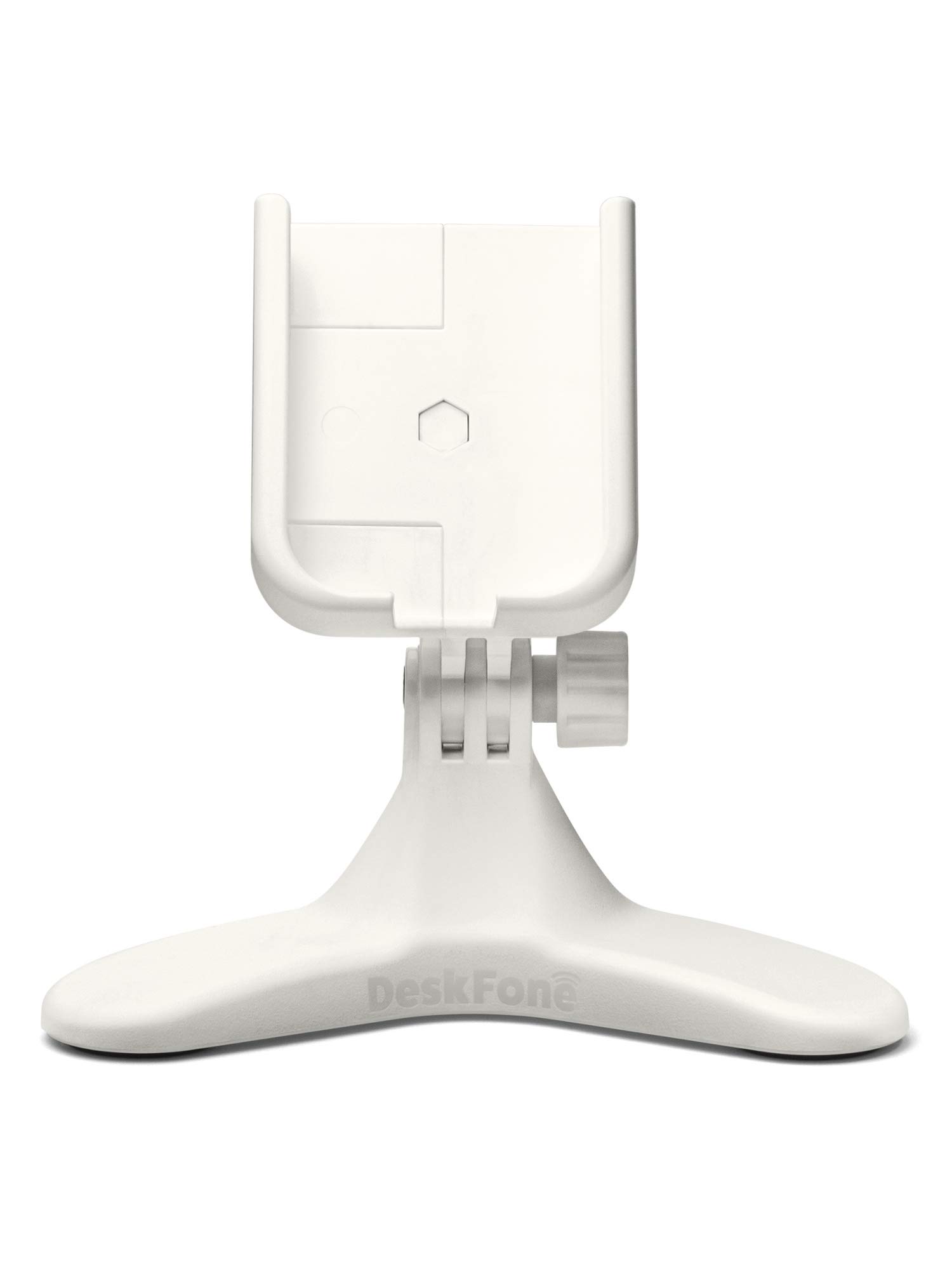 WeatherTech DeskFone in White - Adjustable, Universal Cell Phone Holder Mount Stand for Desk, Counter, Table - Tripod Design for iPhone &amp; Smartphone Charging - Plastic Knobs