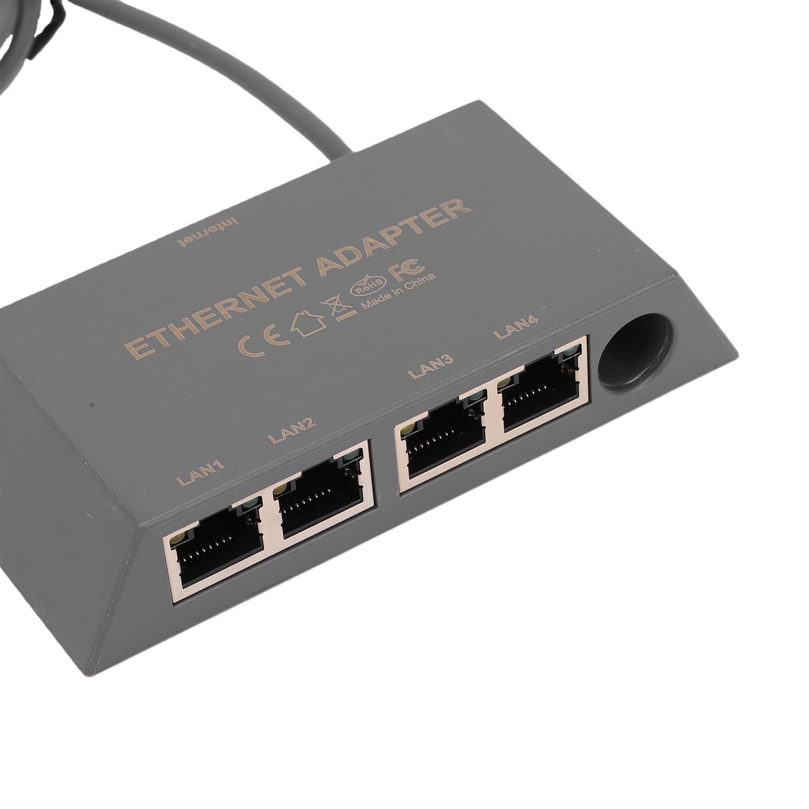 Ejoyous Adapter Gigabit Ethernet, 4-portowy Konwerter Sieci LAN z obudową ABS i Kablem 0,5 M, Stabilny Przewodowy Internet Typu Plug and Play dla Routera RV Mini Gen 3 Home Office